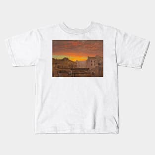 Rome, Rooftops at Sunset by Frederic Edwin Church Kids T-Shirt